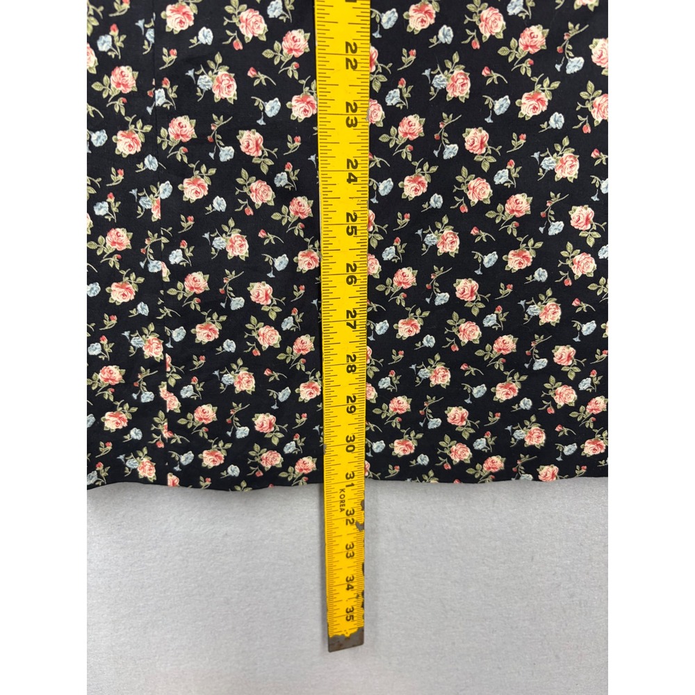 Shoshanna Strapless Dress Womens 2 Black Floral Rose Vintage 90s Mini Fit Flare - Picture 8 of 13